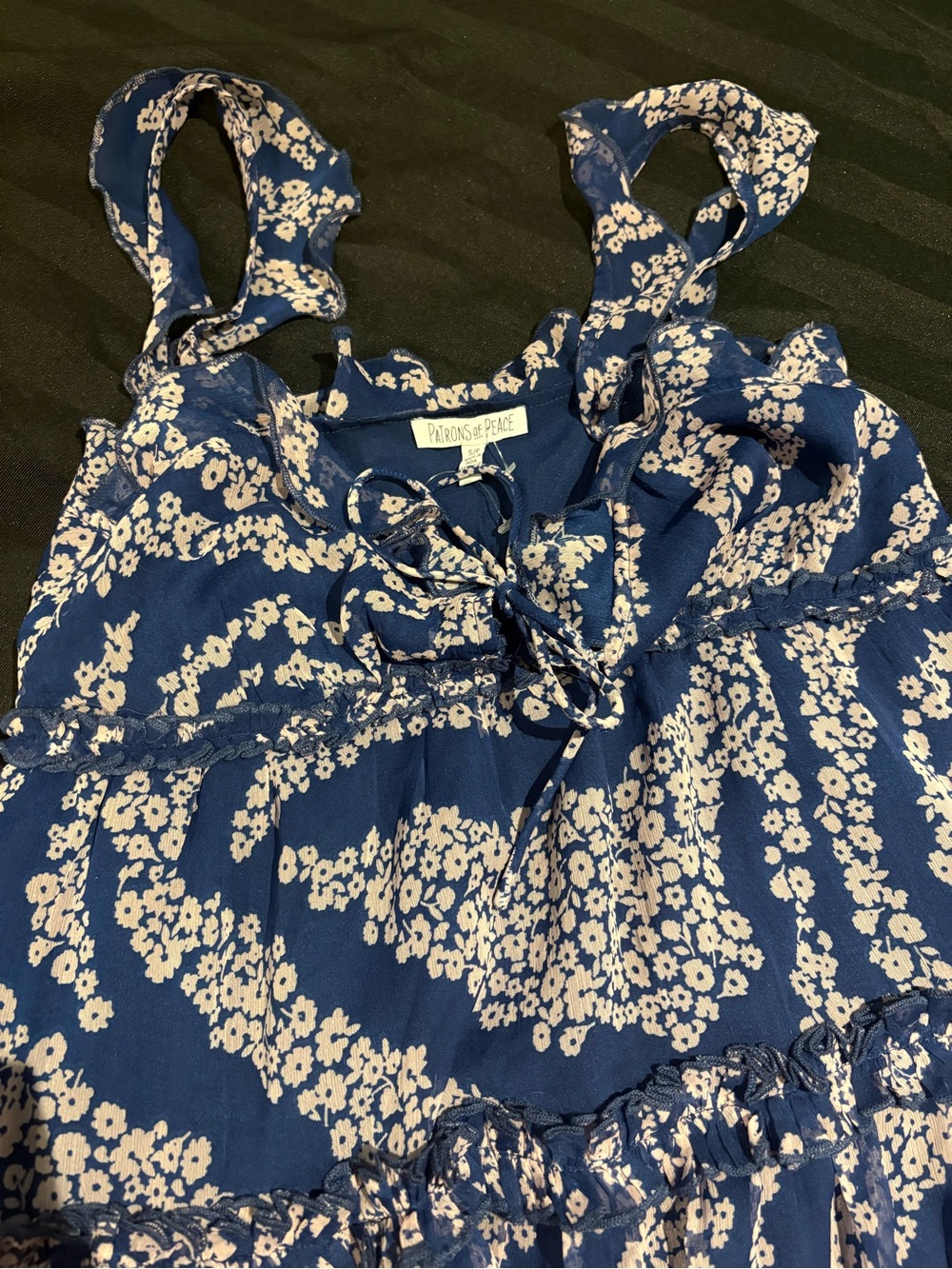 Girls' Blue Floral Ruffled Sundress - Picture 3 of 4